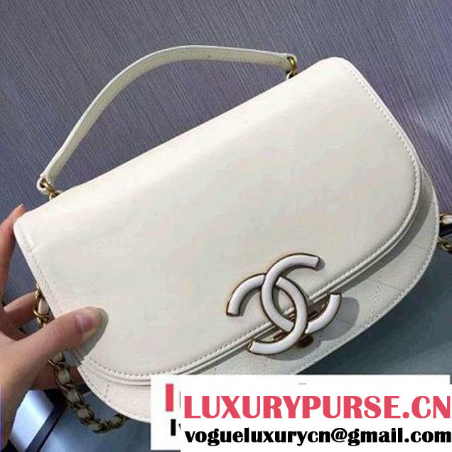 Chanel Coco Curve Flap Messenger Bag A93461 White Paris 2016 (2A143-6070614 )