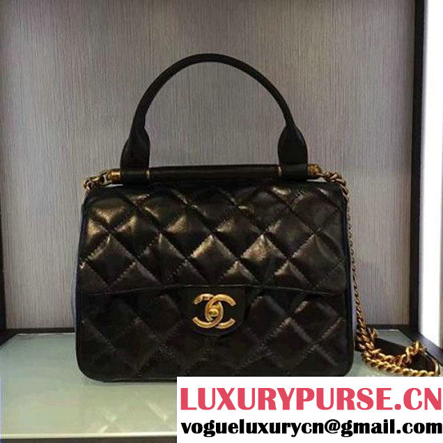 Chanel Small Wax Calfskin Flap Bag With Handle A93423 Rome 2016 (2A143-6071102 )