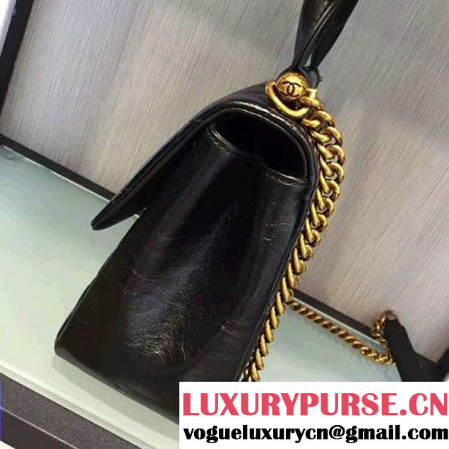 Chanel Small Wax Calfskin Flap Bag With Handle A93423 Rome 2016 (2A143-6071102 )