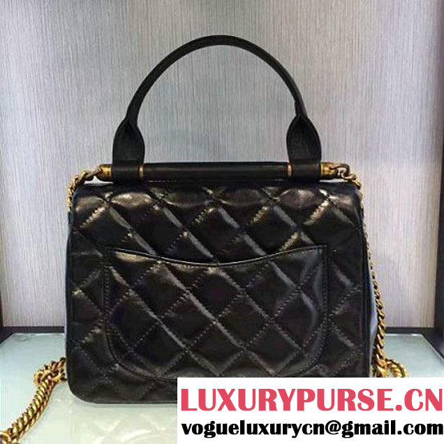 Chanel Small Wax Calfskin Flap Bag With Handle A93423 Rome 2016 (2A143-6071102 )