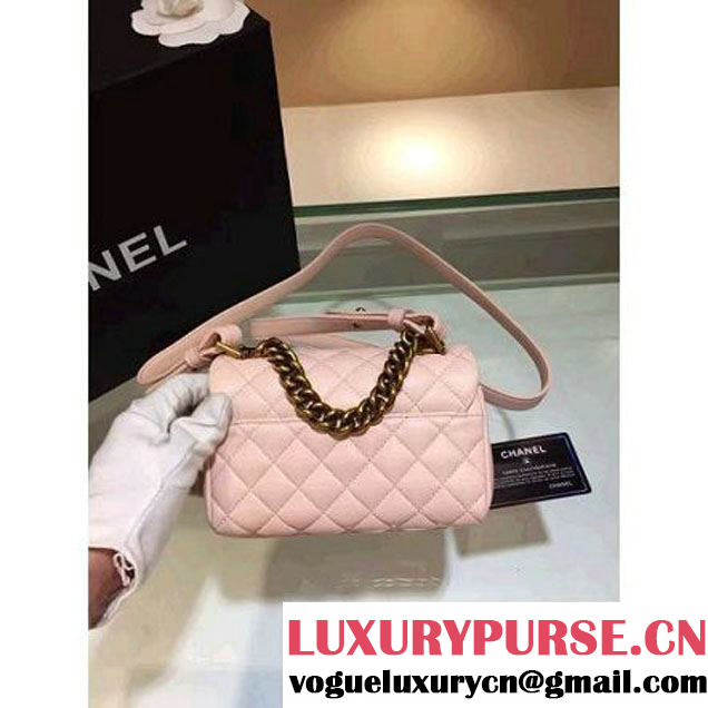 Chanel A93442 Trapezio Flap Bag With Top Handle Pink Pre-Fall 2016 (1A001-6072133 )