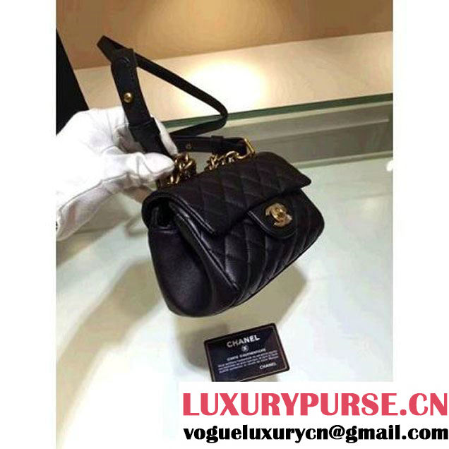 Chanel A93442 Trapezio Flap Bag With Top Handle Black Pre-Fall 2016 (1A001-6072134 )