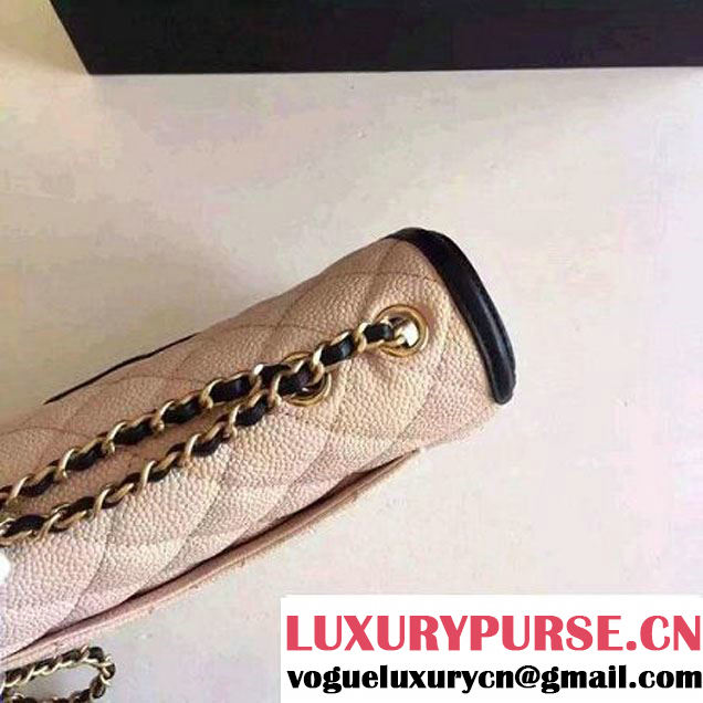 Chanel Small Grained Calfskin & Calfskin Flap Bag Pink/Black S/S 2016 (KN-60801 )