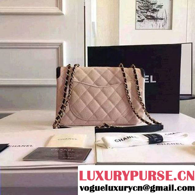 Chanel Small Grained Calfskin & Calfskin Flap Bag Pink/Black S/S 2016 (KN-60801 )