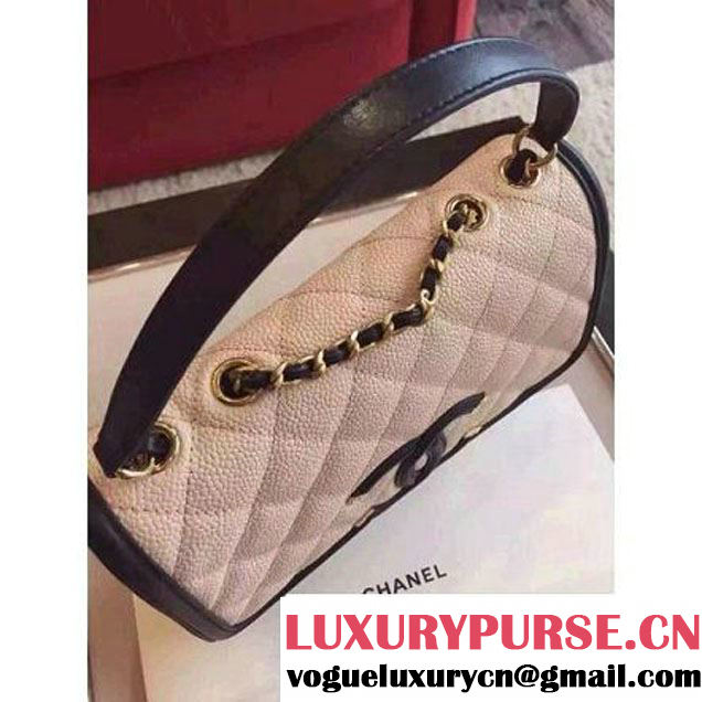 Chanel Small Grained Calfskin & Calfskin Flap Bag Pink/Black S/S 2016 (KN-60801 )