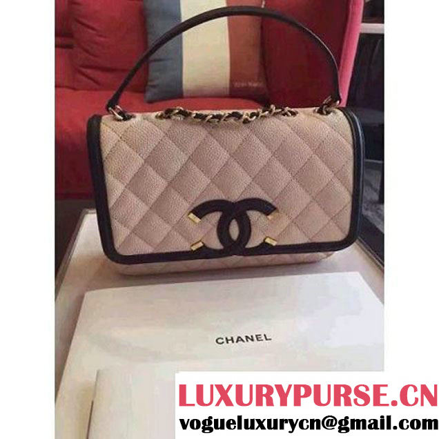 Chanel Small Grained Calfskin & Calfskin Flap Bag Pink/Black S/S 2016 (KN-60801 )