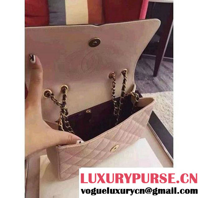 Chanel Small Grained Calfskin & Calfskin Flap Bag Pink/Black S/S 2016 (KN-60801 )