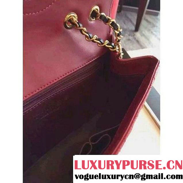 Chanel Small Grained Calfskin & Calfskin Flap Bag Burgundy/Black S/S 2016 (KN-6080102 )