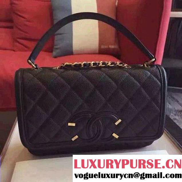 Chanel Small Grained Calfskin & Calfskin Flap Bag Black S/S 2016 (KN-6080104 )