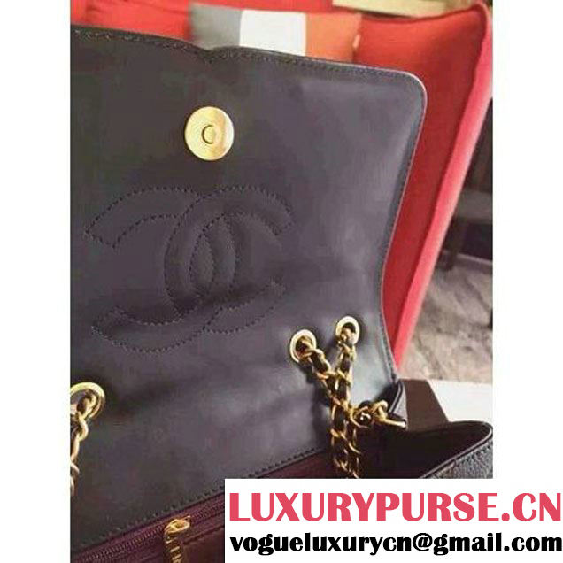 Chanel Small Grained Calfskin & Calfskin Flap Bag Black S/S 2016 (KN-6080104 )