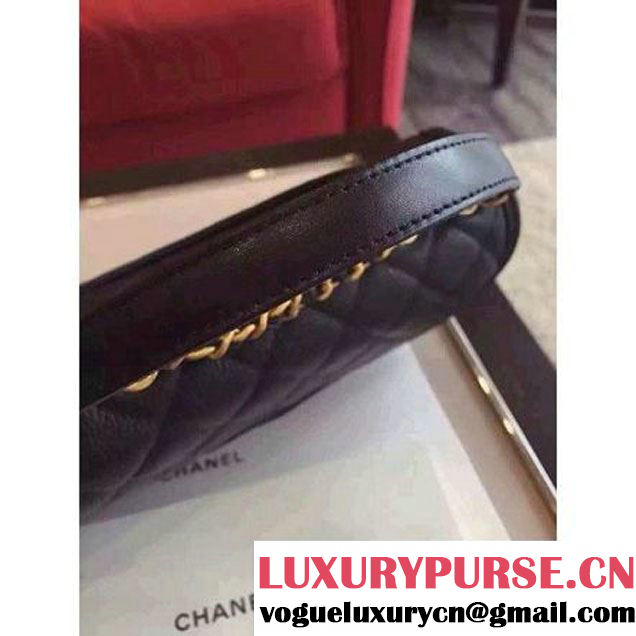 Chanel Small Grained Calfskin & Calfskin Flap Bag Black S/S 2016 (KN-6080104 )