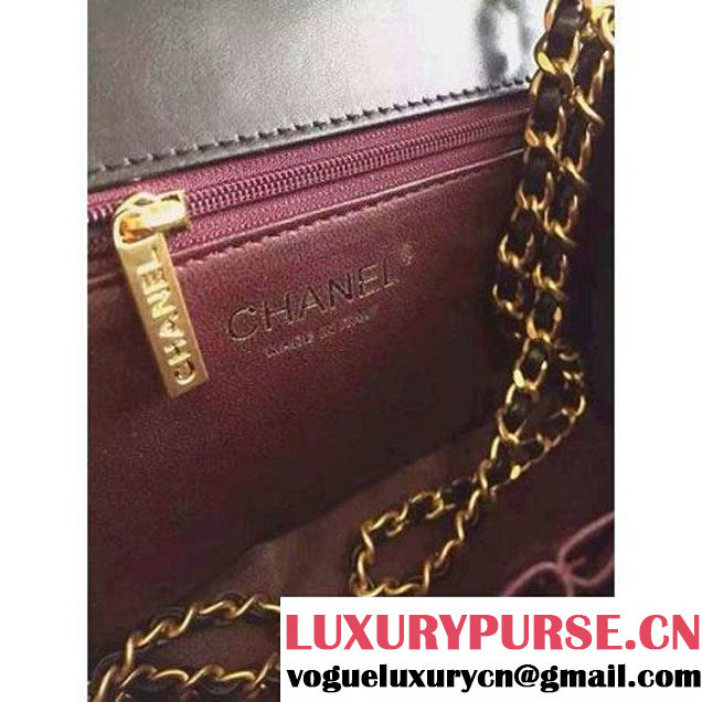 Chanel Small Grained Calfskin & Calfskin Flap Bag Black S/S 2016 (KN-6080104 )