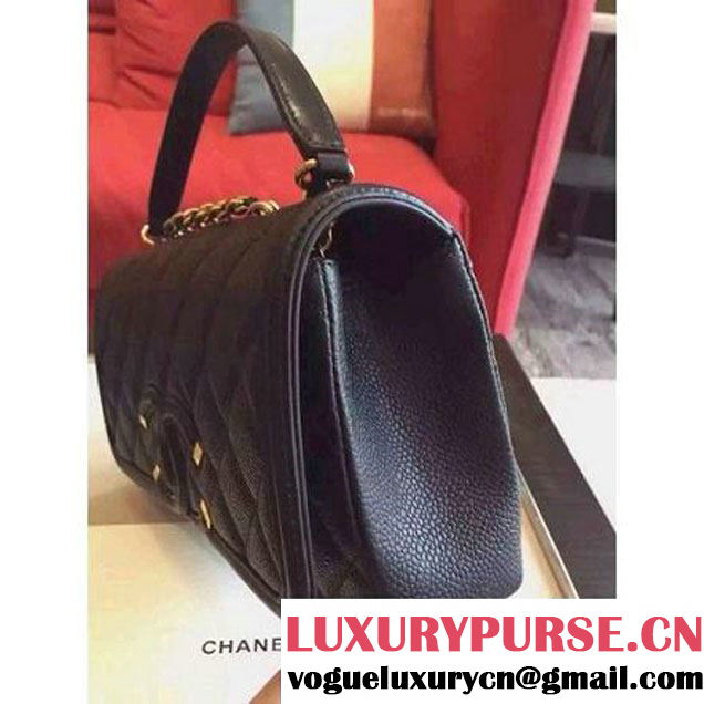 Chanel Small Grained Calfskin & Calfskin Flap Bag Black S/S 2016 (KN-6080104 )