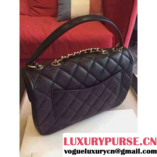 Chanel Small Grained Calfskin & Calfskin Flap Bag Black S/S 2016 (KN-6080104 )