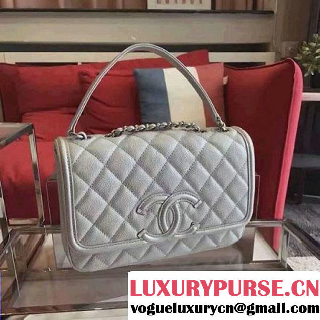 Chanel Small Grained Calfskin & Calfskin Flap Bag Silver S/S 2016 (KN-6080105 )