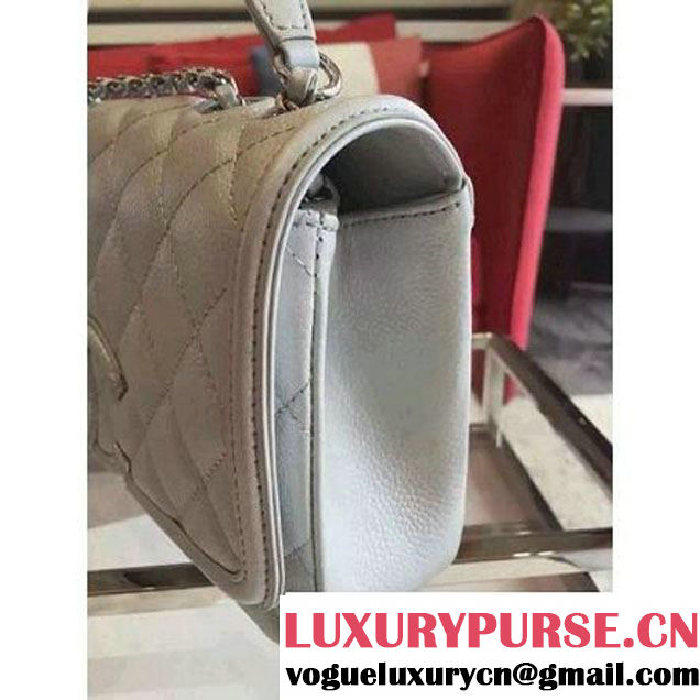 Chanel Small Grained Calfskin & Calfskin Flap Bag Silver S/S 2016 (KN-6080105 )