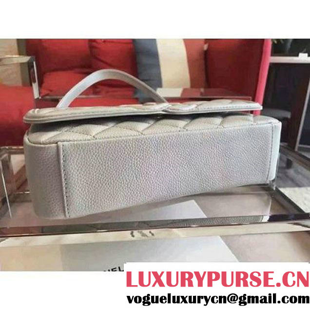 Chanel Small Grained Calfskin & Calfskin Flap Bag Silver S/S 2016 (KN-6080105 )