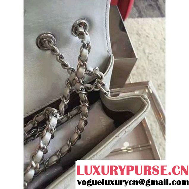 Chanel Small Grained Calfskin & Calfskin Flap Bag Silver S/S 2016 (KN-6080105 )