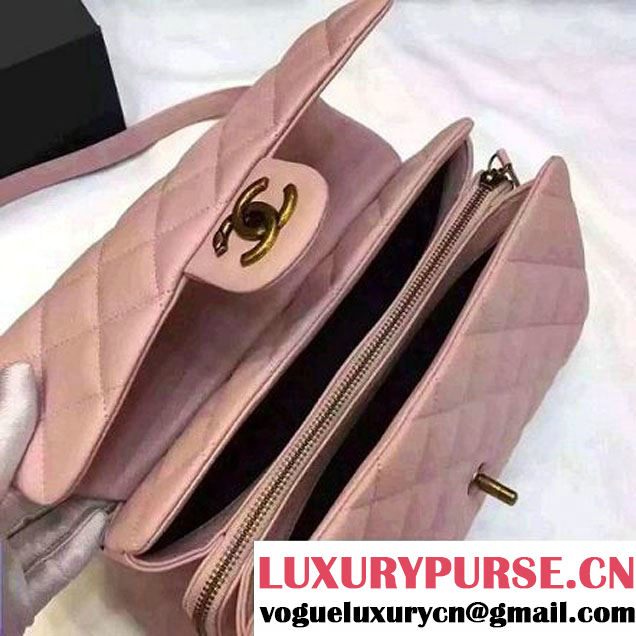 Chanel Large Trapezio Goatskin Flap Bag Pink 2016 (1A145-6080214 )