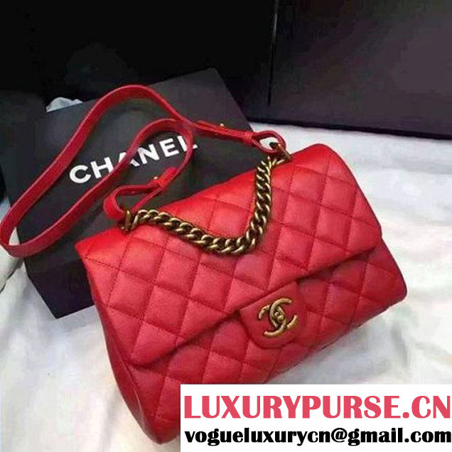 Chanel Large Trapezio Goatskin Flap Bag Red 2016 (1A145-6080215 )