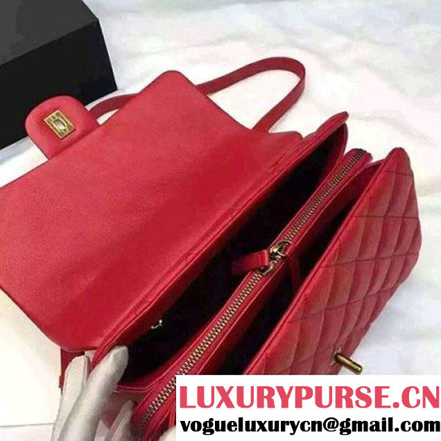 Chanel Large Trapezio Goatskin Flap Bag Red 2016 (1A145-6080215 )