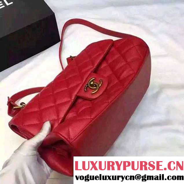 Chanel Large Trapezio Goatskin Flap Bag Red 2016 (1A145-6080215 )