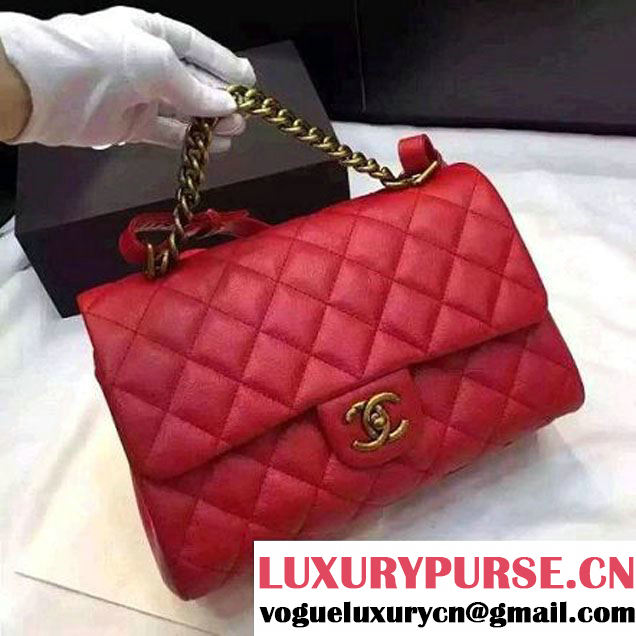 Chanel Large Trapezio Goatskin Flap Bag Red 2016 (1A145-6080215 )