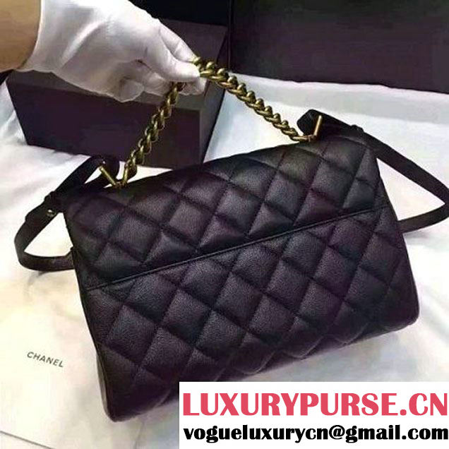 Chanel Large Trapezio Goatskin Flap Bag Black 2016 (1A145-6080216 )