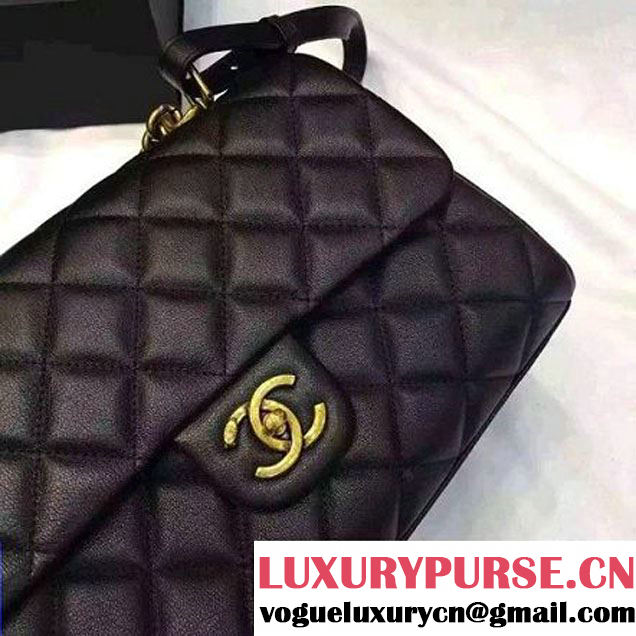 Chanel Large Trapezio Goatskin Flap Bag Black 2016 (1A145-6080216 )