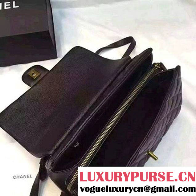 Chanel Large Trapezio Goatskin Flap Bag Black 2016 (1A145-6080216 )