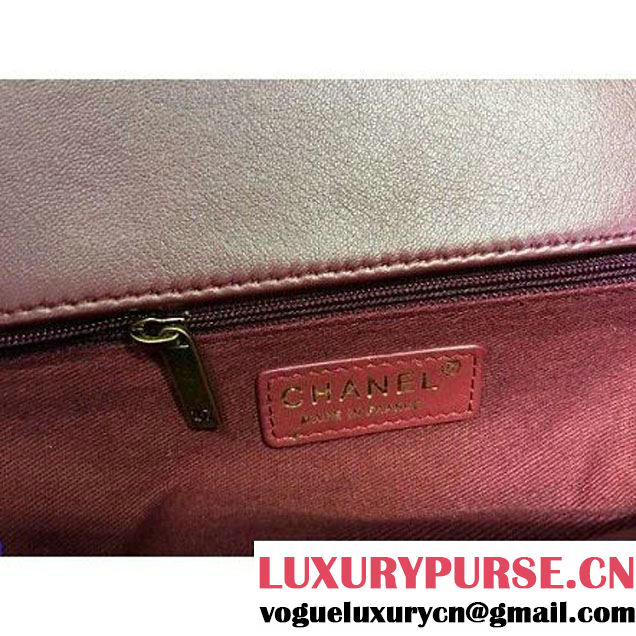 Chanel Burgundy Wax Calfskin Flap Bag With Handle A93424 Rome 2016 (2A210-6080812 )
