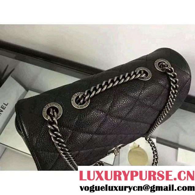 Chanel Grained Calfskin Messenger Bag A98553 F/W Black 2016 (2B038-6081016 )