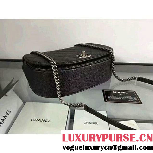 Chanel Grained Calfskin Messenger Bag A98553 F/W Black 2016 (2B038-6081016 )