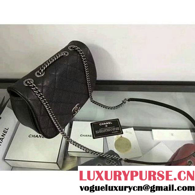 Chanel Grained Calfskin Messenger Bag A98553 F/W Black 2016 (2B038-6081016 )