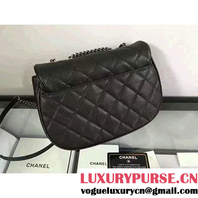 Chanel Grained Calfskin Messenger Bag A98553 F/W Black 2016 (2B038-6081016 )