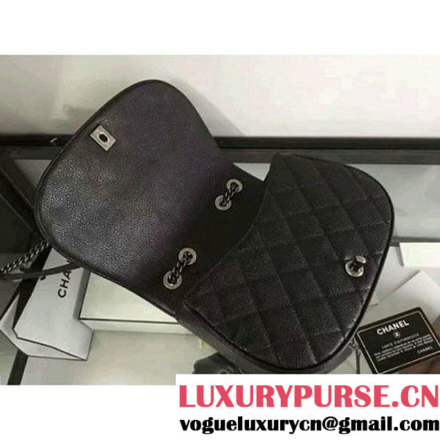 Chanel Grained Calfskin Messenger Bag A98553 F/W Black 2016 (2B038-6081016 )