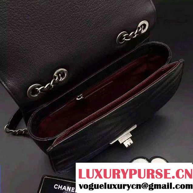 Chanel Goatskin Flap Bag A93430 Navy/Black F/W 2016 (2B038-6081019 )