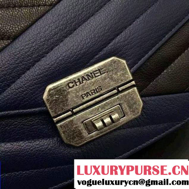 Chanel Goatskin Flap Bag A93430 Navy/Black F/W 2016 (2B038-6081019 )