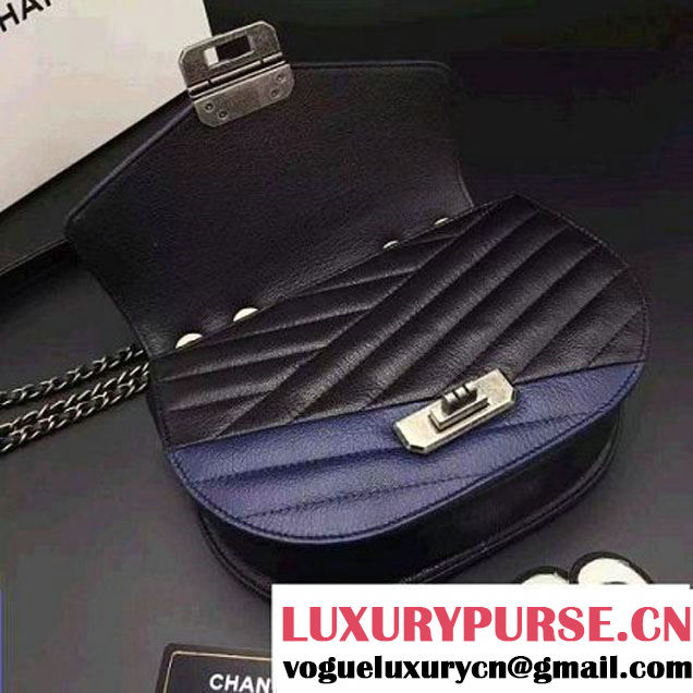 Chanel Goatskin Flap Bag A93430 Navy/Black F/W 2016 (2B038-6081019 )