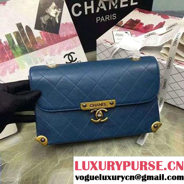 Chanel Calfskin Flap Bag With Metal Corner A93515 Aqua Blue F/W 2016 (YUN-6081022 )