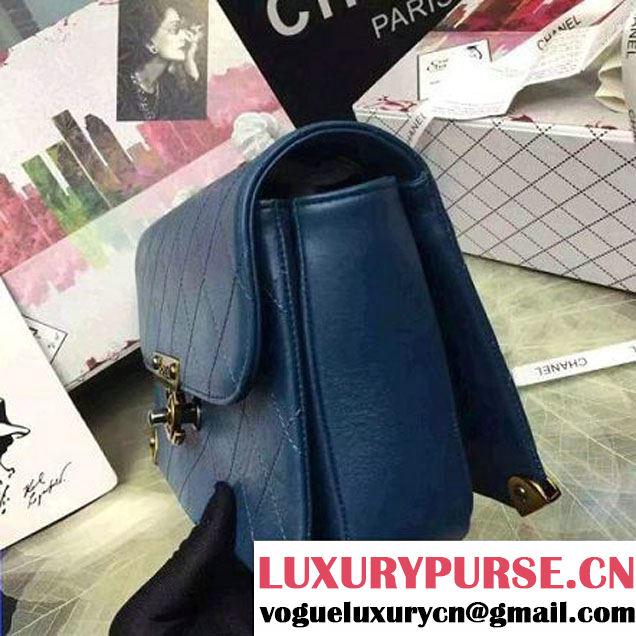 Chanel Calfskin Flap Bag With Metal Corner A93515 Aqua Blue F/W 2016 (YUN-6081022 )