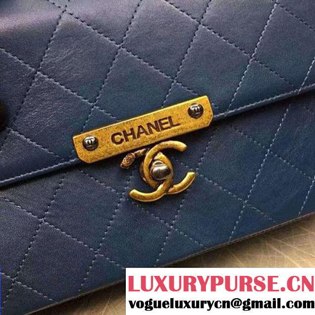 Chanel Calfskin Flap Bag With Metal Corner A93515 Aqua Blue F/W 2016 (YUN-6081022 )