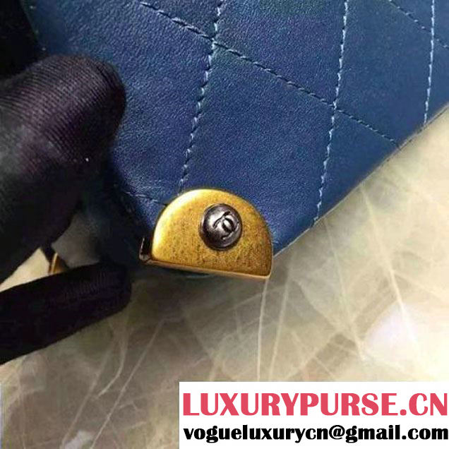 Chanel Calfskin Flap Bag With Metal Corner A93515 Aqua Blue F/W 2016 (YUN-6081022 )