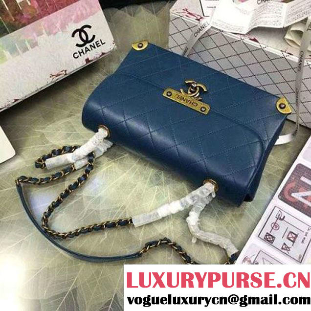Chanel Calfskin Flap Bag With Metal Corner A93515 Aqua Blue F/W 2016 (YUN-6081022 )