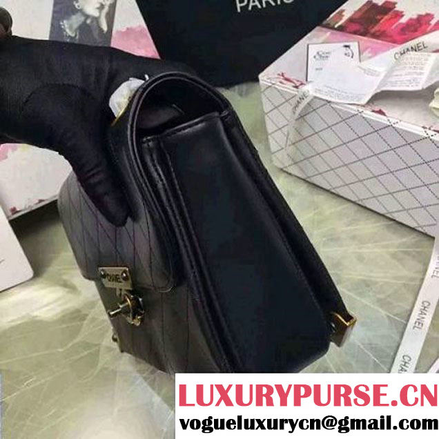 Chanel Calfskin Flap Bag With Metal Corner A93515 Black F/W 2016 (2B038-6081023 )