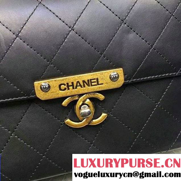 Chanel Calfskin Flap Bag With Metal Corner A93515 Black F/W 2016 (2B038-6081023 )