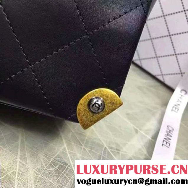 Chanel Calfskin Flap Bag With Metal Corner A93515 Black F/W 2016 (2B038-6081023 )