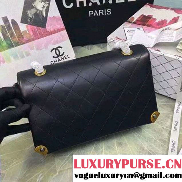 Chanel Calfskin Flap Bag With Metal Corner A93515 Black F/W 2016 (2B038-6081023 )