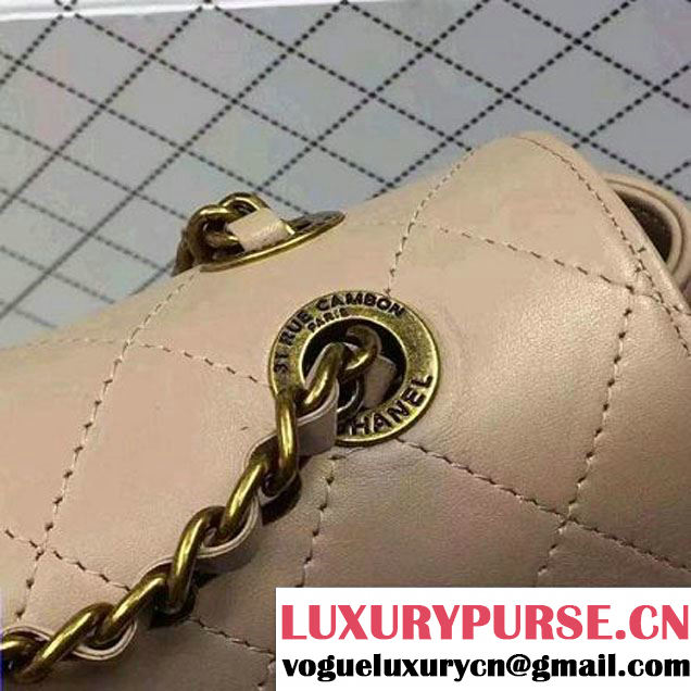 Chanel Calfskin Flap Bag With Metal Corner A93515 Beige F/W 2016 (YUN-6081024 )