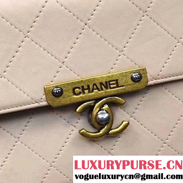 Chanel Calfskin Flap Bag With Metal Corner A93515 Beige F/W 2016 (YUN-6081024 )